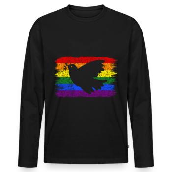 Peace Dove Peace Flag - Men's Premium Organic Long Sleeve Shirt - black - Front - Nico (187cm)