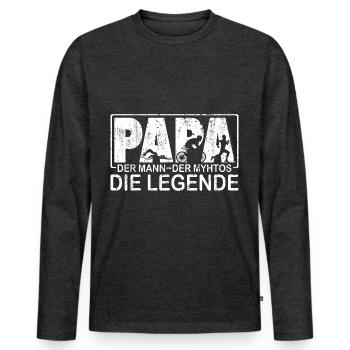 Triathlon Triathlet Papa witziger Legende Spruch - Männer Premium Bio Langarmshirt - Anthrazit meliert - Vorne - Nico (187cm)