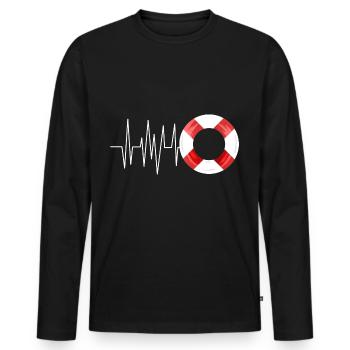 Bouée de sauvetage Heartbeat - T-shirt manches longues Premium bio Homme - noir - Devant - Nico (187cm)