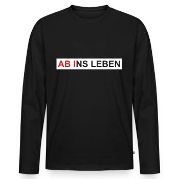 Abi Abitur Off to life - Men's Premium Organic Long Sleeve Shirt - black - Front - Nico (187cm)