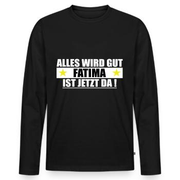 Fatima Last Name First Name Birthday - Men's Premium Organic Long Sleeve Shirt - black - Front - Nico (187cm)