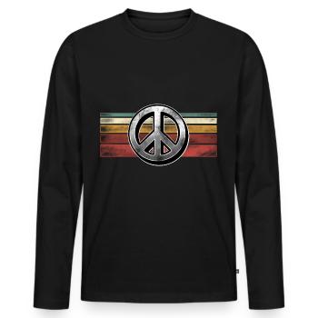 Peace - Männer Premium Bio Langarmshirt - Schwarz - Vorne - Nico (187cm)