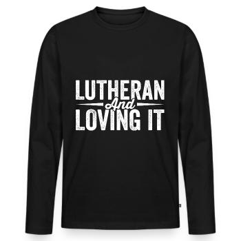 Retro-Lutheran Religion Confirmation - Men's Premium Organic Long Sleeve Shirt - black - Front - Nico (187cm)