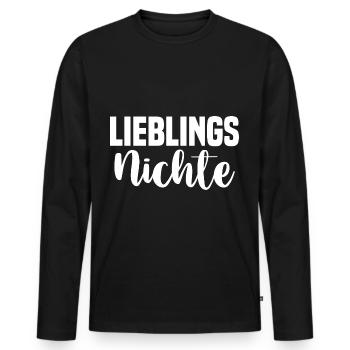 Nichte - Männer Premium Bio Langarmshirt - Schwarz - Vorne - Nico (187cm)