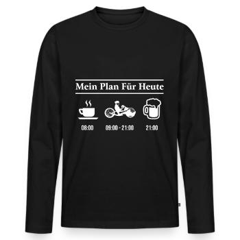 Mein Plan Für Heute Handbike Kaffee Bier Tagesplan - Männer Premium Bio Langarmshirt - Schwarz - Vorne - Nico (187cm)
