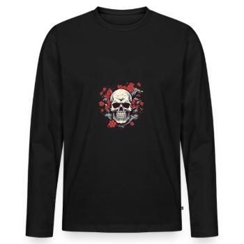 Skull Toenklopf Deisgn - Männer Premium Bio Langarmshirt - Schwarz - Vorne - Nico (187cm)