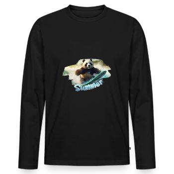 Surf Panda d’été - T-shirt manches longues Premium bio Homme - noir - Devant - Nico (187cm)
