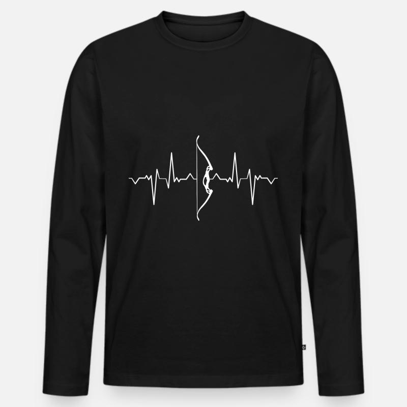 Rundbogen Herzschlag Bogenschießen - Männer Premium Bio Langarmshirt - Schwarz