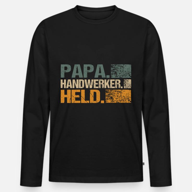 Heimwerker Helden Papa Ehemann - Männer Premium Bio Langarmshirt - Schwarz