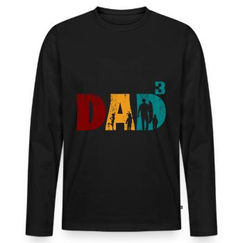 Papa Dad of 3 third child baby kids - Men's Premium Organic Long Sleeve Shirt - black - Front - Nico (187cm)