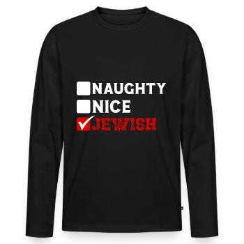 Chanukka Hanukka Hanukkah - Männer Premium Bio Langarmshirt - Schwarz - Vorne - Nico (187cm)