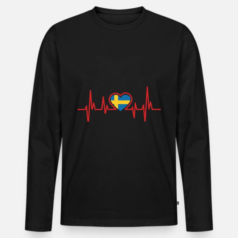 Schweden - Männer Premium Bio Langarmshirt - Schwarz