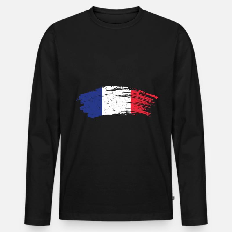 Frankreich - Männer Premium Bio Langarmshirt - Schwarz