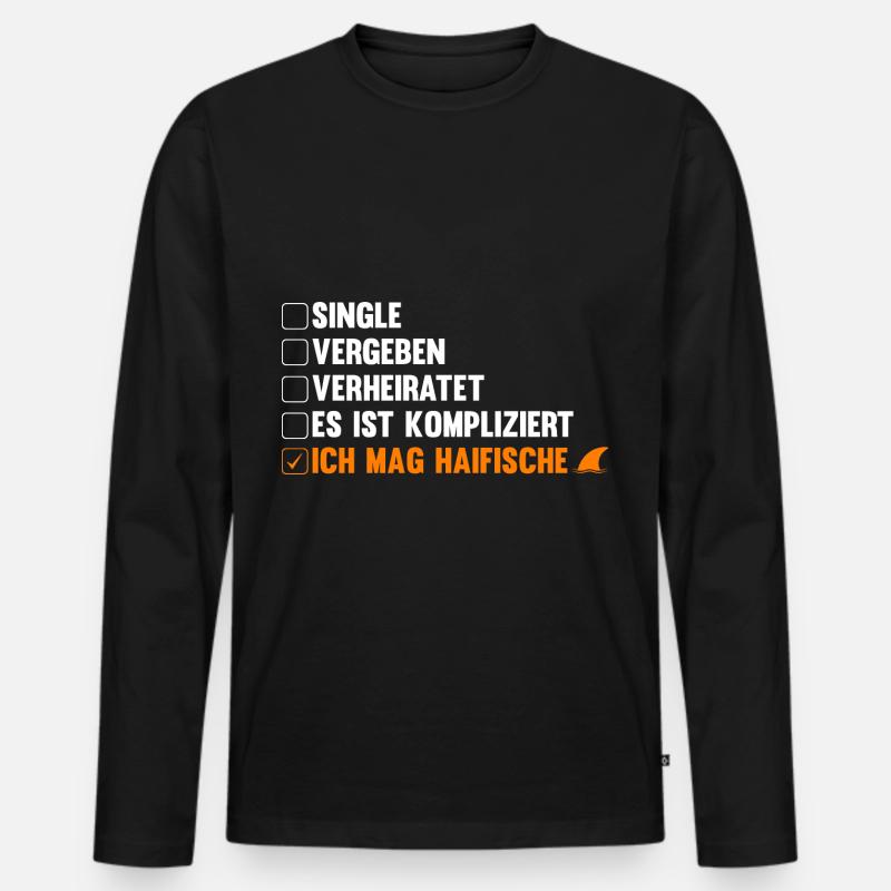 Fische Haifisch - Männer Premium Bio Langarmshirt - Schwarz