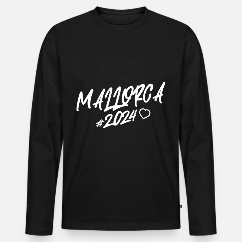Mallorca 2024 Herz - Männer Premium Bio Langarmshirt - Schwarz