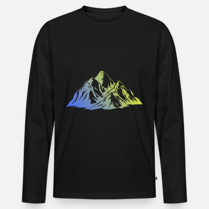 Landschaft Berge Silhouette - Männer Premium Bio Langarmshirt - Schwarz