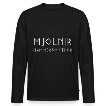 Mjolnir: The Hammer of Thor - Men's Premium Organic Long Sleeve Shirt - black - Front - Nico (187cm)