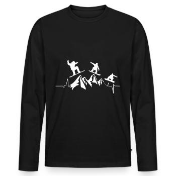 Heart palpitations - Mountain - Snowboard - Men's Premium Organic Long Sleeve Shirt - black - Front - Nico (187cm)