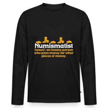 Numismates Collectionneurs de pièces Collectionneur de pièces Numismates - T-shirt manches longues Premium bio Homme - noir - Devant - Nico (187cm)