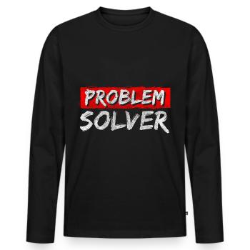 Problem? Nicht mein Problem Motto - Männer Premium Bio Langarmshirt - Schwarz - Vorne - Nico (187cm)