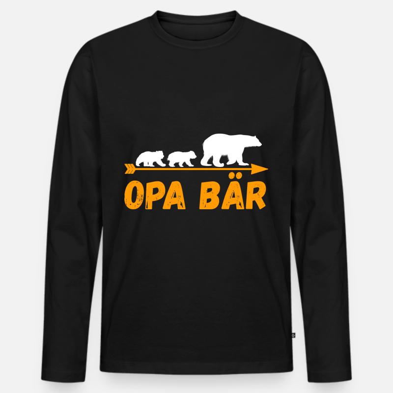 Großvater Opa Bär - Männer Premium Bio Langarmshirt - Schwarz