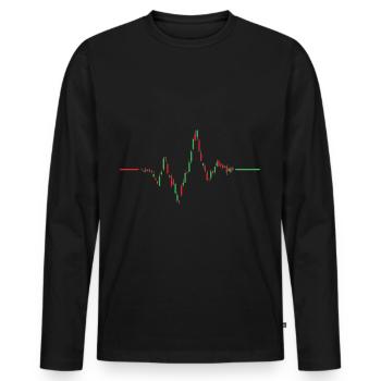 Herzschlag Aktien Chart - Männer Premium Bio Langarmshirt - Schwarz - Vorne - Nico (187cm)