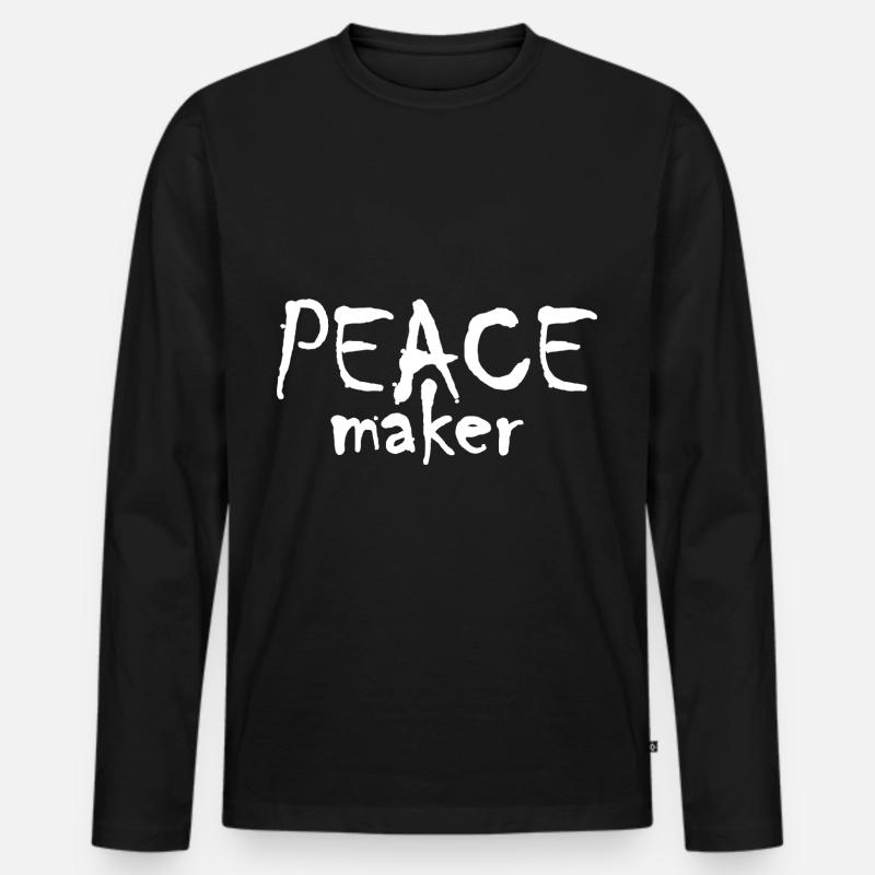 Peace Maker - Männer Premium Bio Langarmshirt - Schwarz