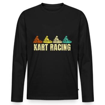 Kart Racing Retro Vintage Kart Driver Racing - Men's Premium Organic Long Sleeve Shirt - black - Front - Nico (187cm)