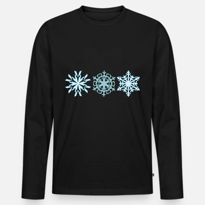 Schneeflocken - Männer Premium Bio Langarmshirt - Schwarz