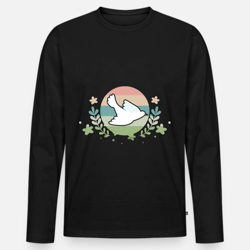 Peaceful Dove - Männer Premium Bio Langarmshirt - Schwarz