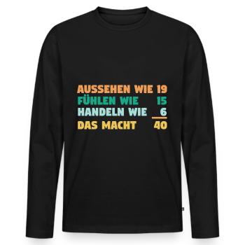 Vierzig Vierzigster 40 Jahre Geburtstag - Männer Premium Bio Langarmshirt - Schwarz - Vorne - Nico (187cm)