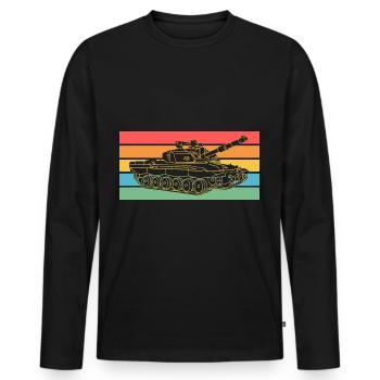 Tanker Soldat Rétro Char - T-shirt manches longues Premium bio Homme - noir - Devant - Nico (187cm)