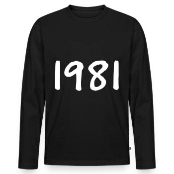 Geburtsjahr 1981 Geschenkidee - Männer Premium Bio Langarmshirt - Schwarz - Vorne - Nico (187cm)