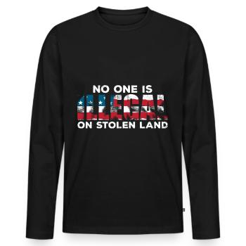 No one is illegal per immigration - Men's Premium Organic Long Sleeve Shirt - black - Front - Nico (187cm)