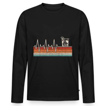 Gin Herzschlag - Männer Premium Bio Langarmshirt - Schwarz - Vorne - Nico (187cm)