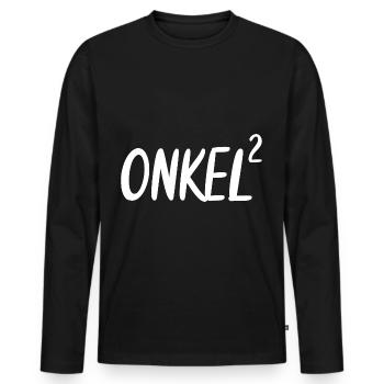 Onkel Hoch 2 Zweifacher zwei 2 Enkelkindern - Männer Premium Bio Langarmshirt - Schwarz - Vorne - Nico (187cm)