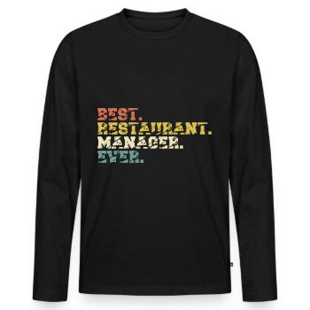 Hotel and Restaurant Manager Papa Funny saying - Men's Premium Organic Long Sleeve Shirt - black - Front - Nico (187cm)