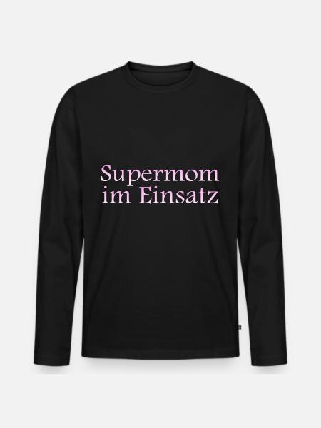 Supermom im Einsatz - Männer Premium Bio Langarmshirt - Schwarz