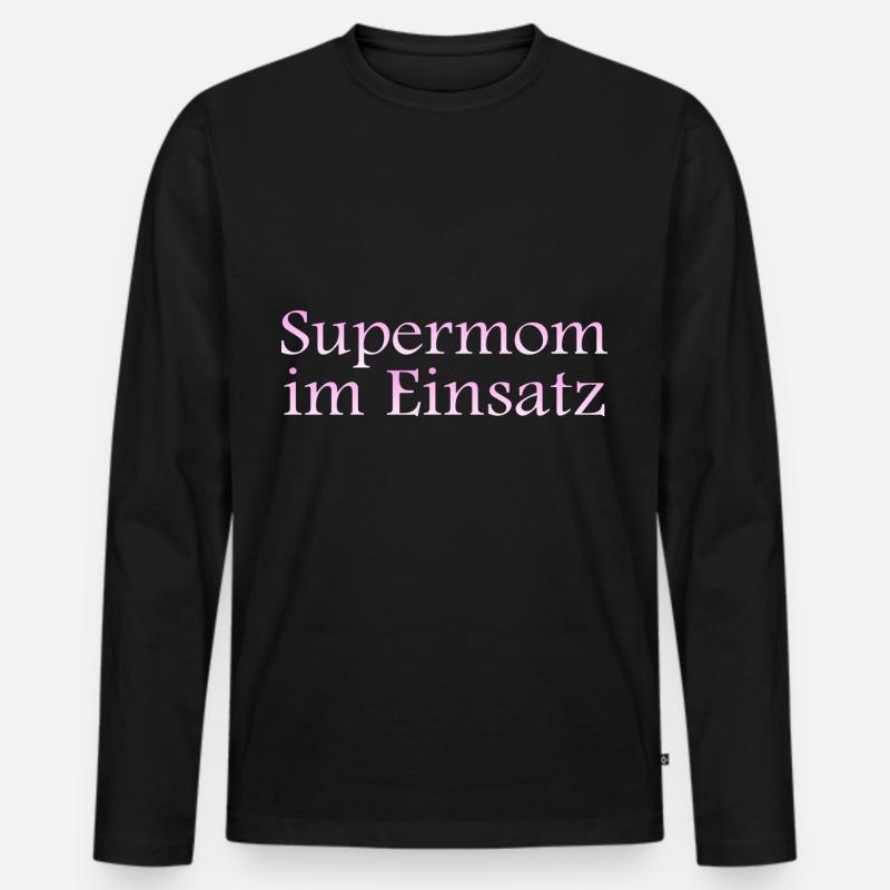 Supermom im Einsatz - Männer Premium Bio Langarmshirt - Schwarz