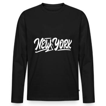 NEW YORK - Men's Premium Organic Long Sleeve Shirt - black - Front - Nico (187cm)