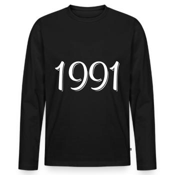 Année de naissance 1991 Cadeaux - T-shirt manches longues Premium bio Homme - noir - Devant - Nico (187cm)
