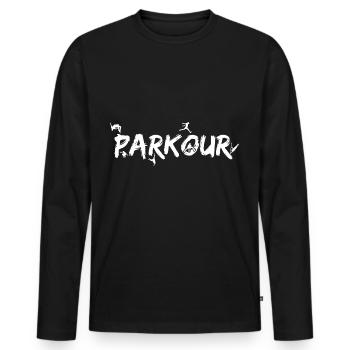 Extremsport Parkour Traceur - Männer Premium Bio Langarmshirt - Schwarz - Vorne - Nico (187cm)