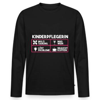 Erzieherin Kindergärtnerin Kinderpflegerin - Männer Premium Bio Langarmshirt - Schwarz - Vorne - Nico (187cm)
