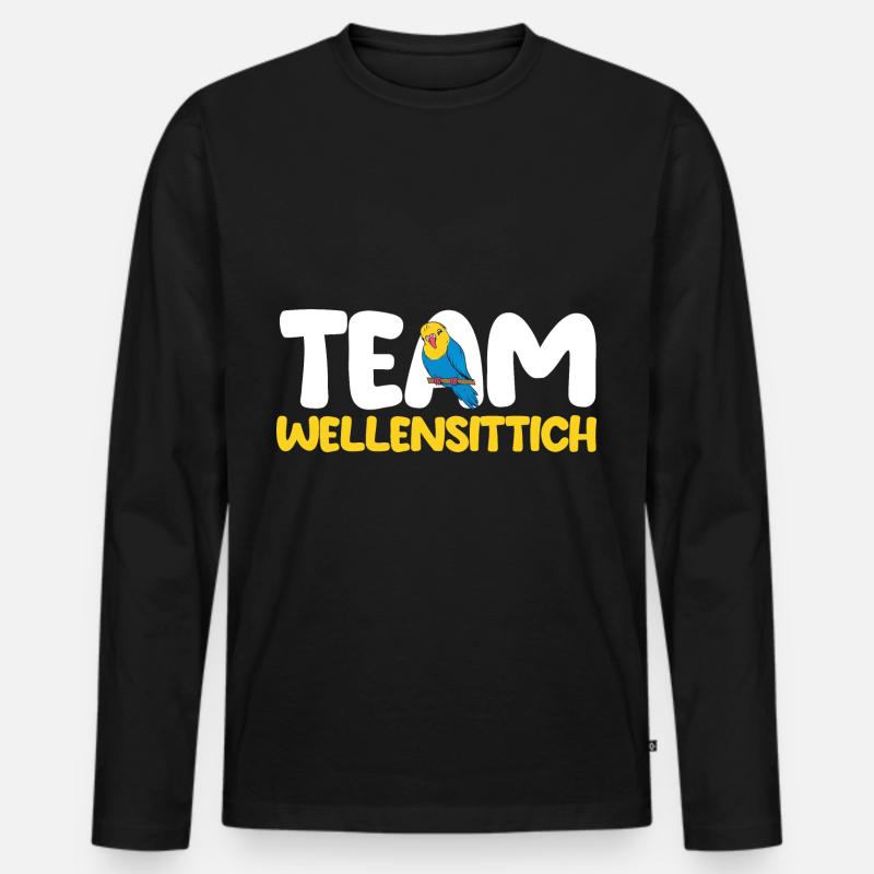 Vogel Sittch Wellensittich - Männer Premium Bio Langarmshirt - Schwarz