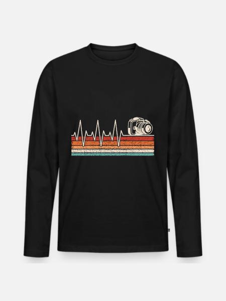 Kamera Fotograf Herzschlag - Männer Premium Bio Langarmshirt - Schwarz