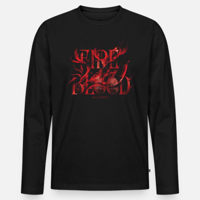 Game Of Thrones Haus Targaryen Fire & Blood - Männer Premium Bio Langarmshirt - Schwarz
