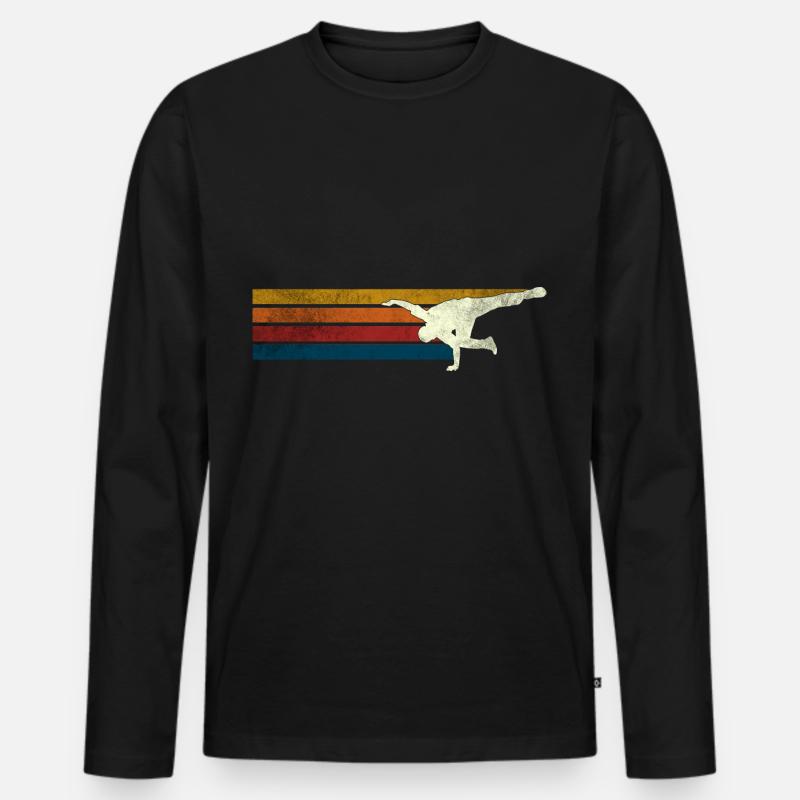 Retro Breakdance Breakdancer - Männer Premium Bio Langarmshirt - Schwarz