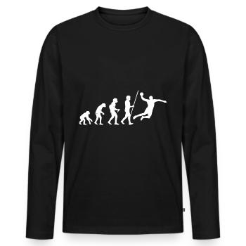 Evolution du handball - T-shirt manches longues Premium bio Homme - noir - Devant - Nico (187cm)