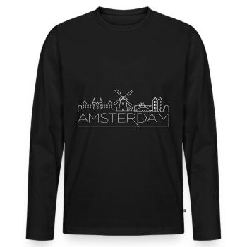 Amsterdam Holland T-Shirt Holiday - Men's Premium Organic Long Sleeve Shirt - black - Front - Nico (187cm)