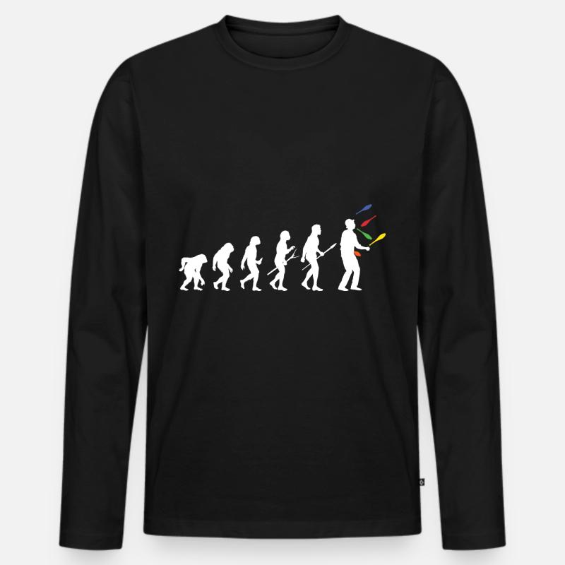 Evolution Jongleur Manege Zirkus Circus Jonglieren - Männer Premium Bio Langarmshirt - Schwarz
